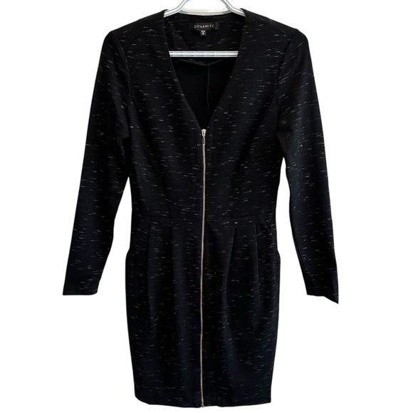 Dynamite Black Dress Front Gold Zipper Size Small - Picture 1 of 5